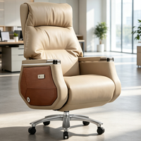 Fauteuil de bureau électrique inclinable en cuir, style moderne et luxueux, idéal pour les bureaux à domicile