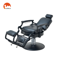 Fauteuil de Barbier Noir de Luxe Moderne Inclinable Style Antique Robuste avec Système Hydraulique pour Rasage