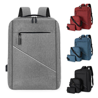 Vente directe en usine sac d'ordinateur durable ensemble de trois pièces avec port de charge USB sac à dos pour ordinateur portable
