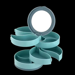 Multi-Layer Rotating Jewelry Rack Small Delicate Plastic Storage <b>Box</b> for Earrings Necklaces Bracelets <b>Makeup</b> <b>Box</b> With Lid - Product Image 3