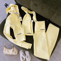 Vêtements d'automne pour femmes, ensemble personnalisé 3 pièces, sweat à capuche zippé, haut court à bretelles, pantalon large, ensembles de vêtements de détente pour femmes