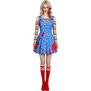 Chucky 2 Cosplay Dress Blue Women Halloween Costume In Stock - Product Image 3