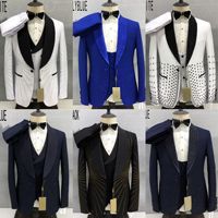 Costume de marié noir élégant à perles, costume de matin pour homme, costume de scène, costume de cosplay, costume de soirée pour homme, blazer de mariage pour témoin (veste + pantalon)