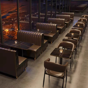 American Vintage Diner Booth Set-Chaises en bois massif et table résistante à la chaleur pour la cafétéria du personnel de l'hôtel/Service rapide - Product Image 6
