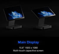 Système de point de vente tactile Android à double écran COMPAX 15,6''+10,1'', RK3568 4G+32G, tout-en-un, caisse enregistreuse, boîtier en aluminium anodisé, double bande