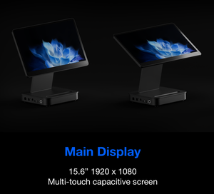 Sistema POS Táctil Android COMPAX con Pantalla Dual de 15.6"+10.1", RK3568 4G+32G, Todo en Uno, Carcasa de Aluminio Anodizado, Doble Banda - Product Image 4