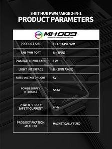 Aksesori komputer kotak MAGIC nirkabel, aksesori komputer <span class=keywords><strong>Hub</strong></span> PWM 5V 3-Pin ARGB Sync <span class=keywords><strong>HUB</strong></span> 1 min 8 5V-<span class=keywords><strong>3Pin</strong></span> ARGB & PWM 2-in-1 - Product Image 4