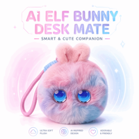Jouet en peluche électrique Lapin AI Elf bleu tie-dye en fourrure CE CPC, moelleux, portable, cadeau technologique pour enfants, taille personnalisable, vente en gros B2B