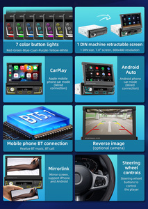 BQCC 7 "1din Universal CarPlay pantalla retráctil automática reproductor Multimedia para coche BT RDS AM FM Mirror Link MP5 Radio cámara trasera - Product Image 3