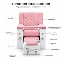 Fauteuil de pédicure rose moderne, mobilier de salon de luxe, fauteuil de spa pour les pieds pour salon de beauté avec accessoires de massage pour pédicure
