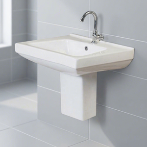 Cheap Price High Quality Fashionable Sanitary Ware Ceramic Bathroom Sink Two Piece Half Pedestal Basin - Product Image 5
