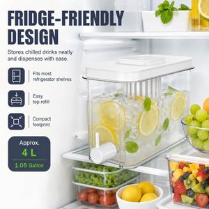 4L Water Filter Dispenser Cold Kettle Juice Water Pitcher Beverage Filter Drink Container for <b>Refrigerator</b> with Metal Rack - Product Image 6