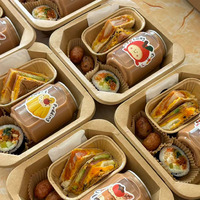 Boîte à lunch jetable en papier kraft avec couvercle en PET, design bento carré octogonal pour l'emballage de fruits et desserts, salades et repas légers