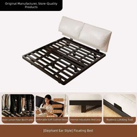 Lit suspendu en fer Meida, style moderne et minimaliste, avec revêtement en tissu doux et durable, disponible en tailles Queen/California King/King, idéal pour les chambres d'appartement.