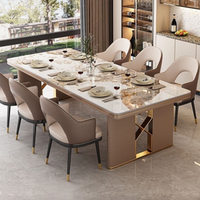 Meubles de salle à manger de luxe, table à manger rectangulaire moderne en marbre pour restaurant, ensemble de table à manger avec 4 chaises