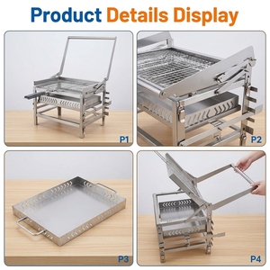 Griglie BBQ Portatili Pieghevoli per Esterni, <span class=keywords><strong>Barbecue</strong></span> <span class=keywords><strong>a</strong></span> Carbone in Acciaio Inox 304, Regolabili per Spiaggia, Feste e Eventi Gastronomici - Product Image 2