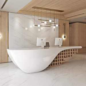 Mostrador de Recepción Q021 Artístico, Robusto, Irregular, de FRP con Doble Curvatura y Forma de Ola Orgánica para Oficina y Centro de Spa - Product Image 4