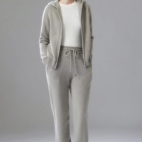 Ensemble décontracté automne-hiver : Nouveau pull en laine et cachemire pour femme, coupe ample, pantalon décontracté
