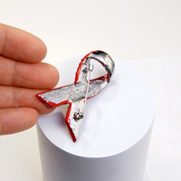 Pin de Solapa con Cinta Roja y Diamantes de Imitación, para Concientización sobre el VIH/SIDA, para Mochila, Traje, Sombrero, Ropa, Botón, Insignia, Broche