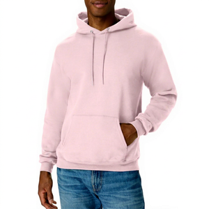 Sudadera con Capucha Rosa para Hombre, Corte Regular, Felpa de Algodón, Color Sólido, con Bolsillo, para Otoño, Fabricación Bajo Demanda (ODM) - Product Image 1
