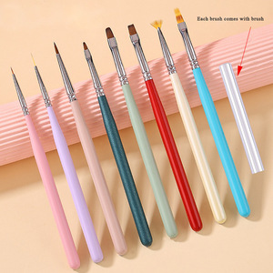 แปรงเพ้นท์เล็บด้ามไม้สีชมพู ม่วง ฟ้า ขาว ขนาด 6 มม. 12 มม. พร้อมฝาครอบ สำหรับวาดลายเส้น ลายดอกไม้ ลายเดซี่ ไล่สีแบบออมเบร เจลไล่เฉดสี - Product Image 2