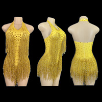 Combinaison sans manches à pampilles et strass brillants, style latin, pour spectacle de danse – Nouveauté très demandée