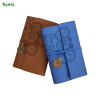 Carnet de voyage A6 en cuir souple avec logo personnalisé, reliure à feuilles mobiles, promotionnel, 80 feuilles, marque SENTU, horloge