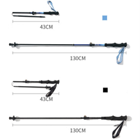 Portable Foldable Carbon Fiber Trekking Stick Adjustable External Lock Lightweight Hiking Pole for Trail Running&Nordic Walking
