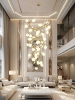 Lámpara de Techo para Sala de Estar de Villa Dúplex, Diseño Artístico Estilo Magnolia, LED Blanco Cálido, Lámpara Colgante para Escalera con Techo Alto