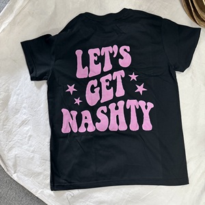 Camiseta Sexy de Algodón para Mujer Estilo Europeo-Americano, Decoración con Letras 'Let's Get Nashty' para Despedida de Soltera en Nashville, Holgada, Verano - Product Image 1
