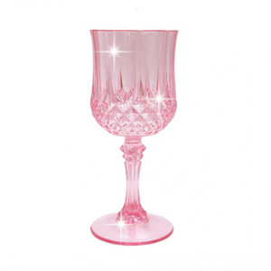 Pink Plastic Stemmed Wine Glass Solid Color Party <b>Drinkware</b> 9037 - Product Image 1