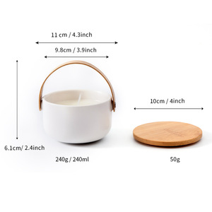 AIKUN - Frascos Grandes de Lujo con Asa de Cuero, Personalizados con Etiqueta Privada, Velas Aromáticas en Recipientes Blancos de Cerámica, Velas Perfumadas - Product Image 5