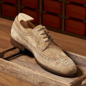 Nouvelles Chaussures Oxford Brogue en Daim pour Hommes, Style Business Décontracté, Élégantes et Polyvalentes, Formelles Britanniques, à Lacets Carrés, Légères et Respirantes - Product Image 2