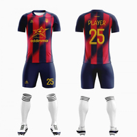 Set Jersey Sepak Bola Custom Sublimasi, Cepat Kering, Bernapas, Kain Jersey Sepak Bola Jacquard, Perlengkapan Latihan Sepak Bola