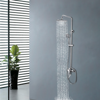 Système de douche thermostatique en laiton chromé avec pommeau de douche pluie, douchette à main, barre coulissante, mitigeur à poignée unique et cartouche céramique, ensemble de salle de bain