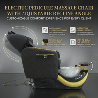 Fauteuil de pédicure professionnel avec système de massage mécanique des mains, style luxueux matelassé diamant, couleur de cuir personnalisée, station spa