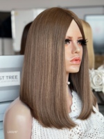 SHY Perruque juive Sheitel en cheveux humains vierges, Lace Front, Lace Top, couleur marron, avec bonnet respirant, marque privée