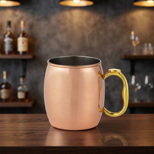 Mug à Moscow Mule en cuivre 16 oz à double paroi martelé avec poignée, portable pour bar, bureau, maison, fêtes - Artisanat indien - Product Image 3