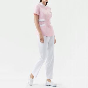 Ensemble 2 pièces pour femmes, tunique ajustée <span class=keywords><strong>de</strong></span> style asiatique (thai, coréen), tenue <span class=keywords><strong>de</strong></span> travail pour spa, coiffeuse, soins, toilettage d'animaux, vêtements <span class=keywords><strong>de</strong></span> travail - Product Image 2