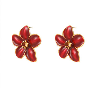 เครื่องประดับชุบทอง 14k 18k แบบไม่ก่อให้เกิดอาการแพ้ ดีไซน์สวยงาม ต่างหูแฟชั่นรูปดอกไม้สไตล์ฮาวาย ทำจากสแตนเลสสตีล 316L สำหรับผู้หญิง - Product Image 6