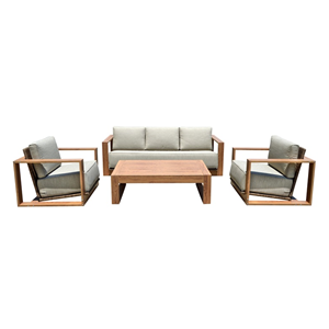 Yoho loisirs nouveau canapé en rotin extérieur patio 4 pièces siège salon ensemble bois brossé liquide conversation jardin canapé ensemble pour balcon - Product Image 1