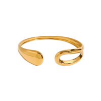 Bracelet manchette ouvert en acier inoxydable plaqué or 18 carats Design creux lisse Bracelets de style bijoux minimalistes à la mode