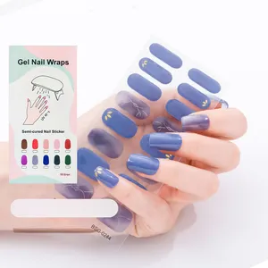 Envolturas de esmalte de uñas de Gel UV semicurado Plásticos 3D Diseño de líneas bronceadoras Pegatinas de autoadhesión para uñas