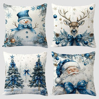 Housses de coussin de Noël vintage imprimées Père Noël, bonhomme de neige, sapin de Noël, décoratives dorées pour l'hiver
