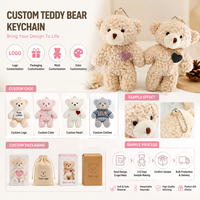 Mini porte-clés en peluche ours en peluche, breloque de sac en peluche douce avec couronne en forme de cœur, cadeau personnalisé OEM en gros