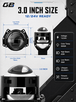 VAHID Projecteur de phare universel Bi-LED 3 pouces, faisceau haut et bas, 6000K, 12V 24V, lampe LED pour voiture, pour modification et rétrofit automobile