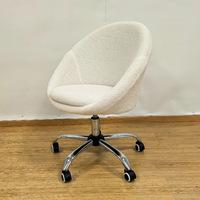 Chaise élévatrice ajustable rembourrée en tissu de velours d'agneau moderne avec accent pivotant pour coiffeuse d'étude de chambre à coucher et bureau à domicile