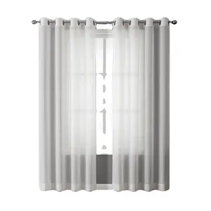 Gran oferta, cortina de ventana transparente de tacto suave, cortinas de tul de Color sólido para la sala de estar