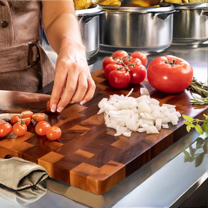 Custom Small Kitchen Wood Chopping Block Set Acacia End Grain Rectangle 1.5 cm Thick Meat Vegetables Butcher's Cutting Board - Product Image 2
