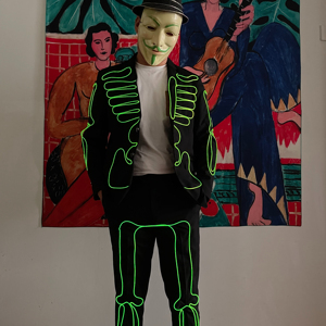 Custom LED Light up Costumes El Wire Outfit Bodysuit for Event Festival <strong>Clothing</strong> Onesie Burning <strong>Man</strong> Outfit Masquerade Cosplay - Product Image 1